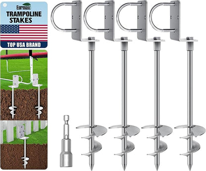 Eurmax USA Ground Anchors Heavy Duty Adjustable L-Shaped Head Shed Tent Stakes Trampoline Anchors