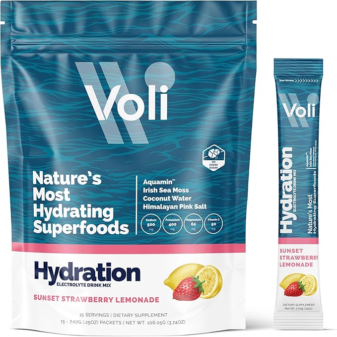 Voli Electrolytes Powder Packets | No Added Sugar Electrolyte Drink Mix for Hydration | Keto &
