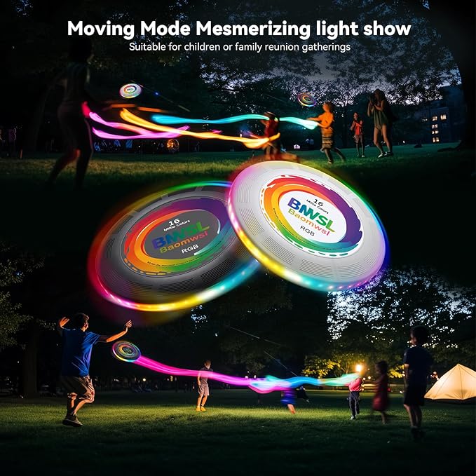 Light-Up Flying Disc - 16 Million Colors RGB or 50 LEDs, Ultra Bright, 12 Light Modes