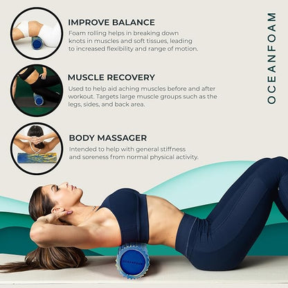 Oceanfoam Tidal Roller - Royal, Gold & Natural Marbled - Muscle Massage Foam Roller for Back Pain &