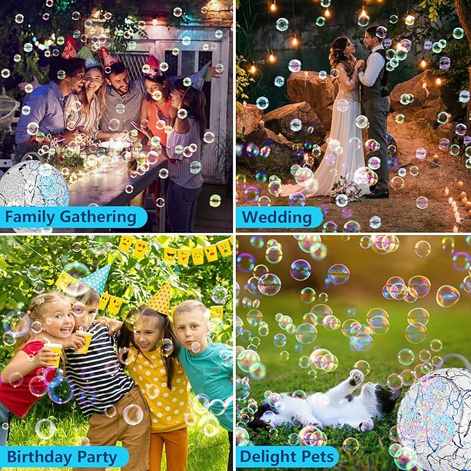 Bubble Machine for Kids Toddlers,45°/360° Rotatable Spherical Bubble Maker Toy with LED
