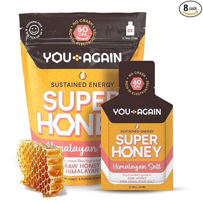 You Again Super Honey Clean Energy Gel, Honey & Himalayan Salt | Electrolyte Replenishment Running
