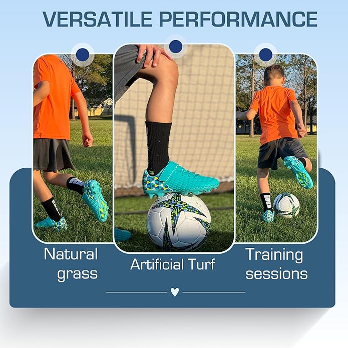 Soccer Cleats for Kids & Youth | Lightweight Football Shoes for Firm Ground | Durable Girls & Boys