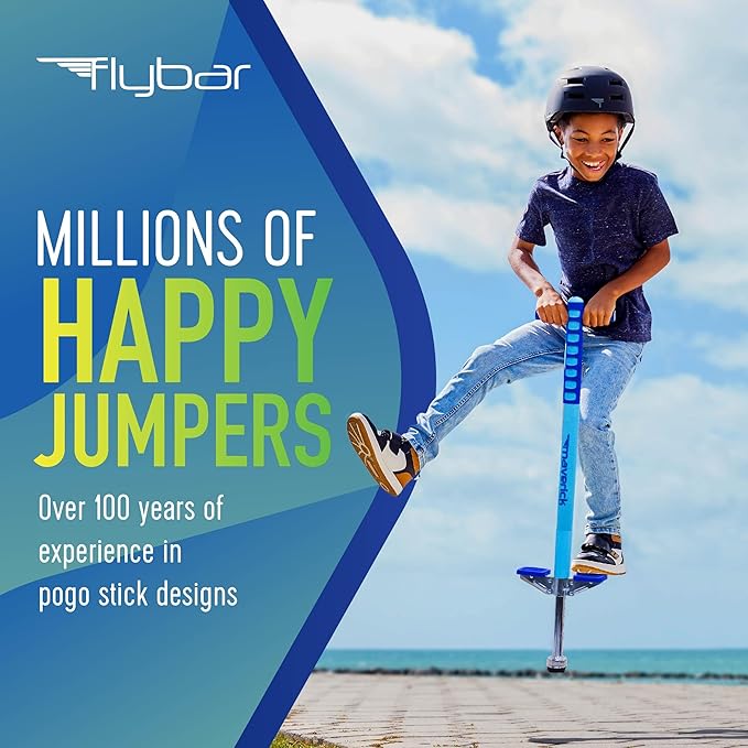 Flybar Maverick Pogo Stick for Kids Ages 5+, 40 to 80 Pounds, Perfect for Beginners, Easy Grip