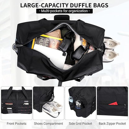 WITZMAN Foldable Duffle Bag for Travel 65L Lightweight Packable Duffel Bag with Shoes Compartment