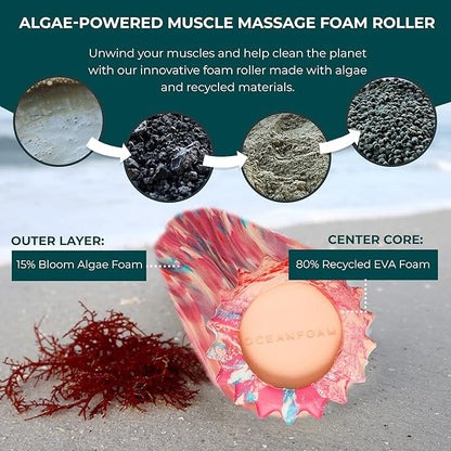 Oceanfoam Ripple Travel Foam Roller (11" x 3.35") Firm Mini Foam Roller for Physical Therapy, Deep
