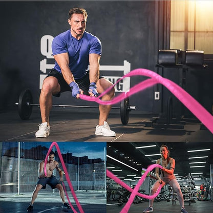 Battle Ropes Pink Workout Rope 1.5inch Battle Ropes for Home Gym 30ft Exercise Ropes for Working