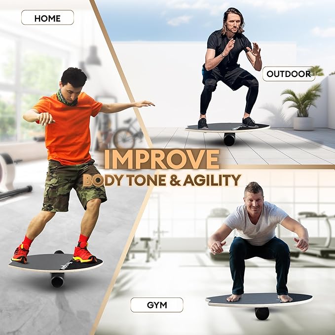 Yes4All 2-in-1 Balance Boards Set, 9 Adjustable Modes Surf Trainer, Wobble Board Exercise for