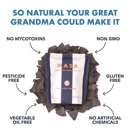 MASA Chips Blue Corn Tortilla Chips - Naturally Grown Blue Corn with Grass Fed Tallow and Sea Salt
