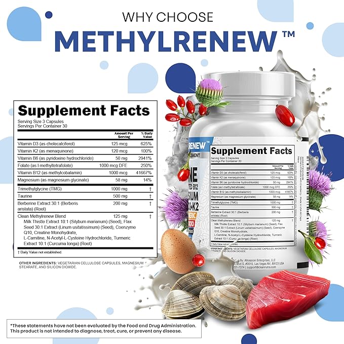 Clean Nutra TMG Supplements 1000mg | Methylated Multivitamin for Women Men | Taurine B6 Vitamins