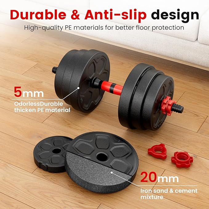 Adjustable Dumbbell Set, 20/33/45/70/90lbs Free Weight Set with Connector, 4 in1 Dumbbells Set Used