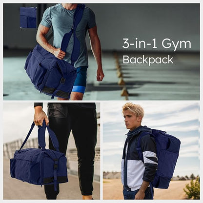 Gym Bag for Men with Shoes Compartment and Wet Pocket Convertible Duffle Bag and Gym Backpack