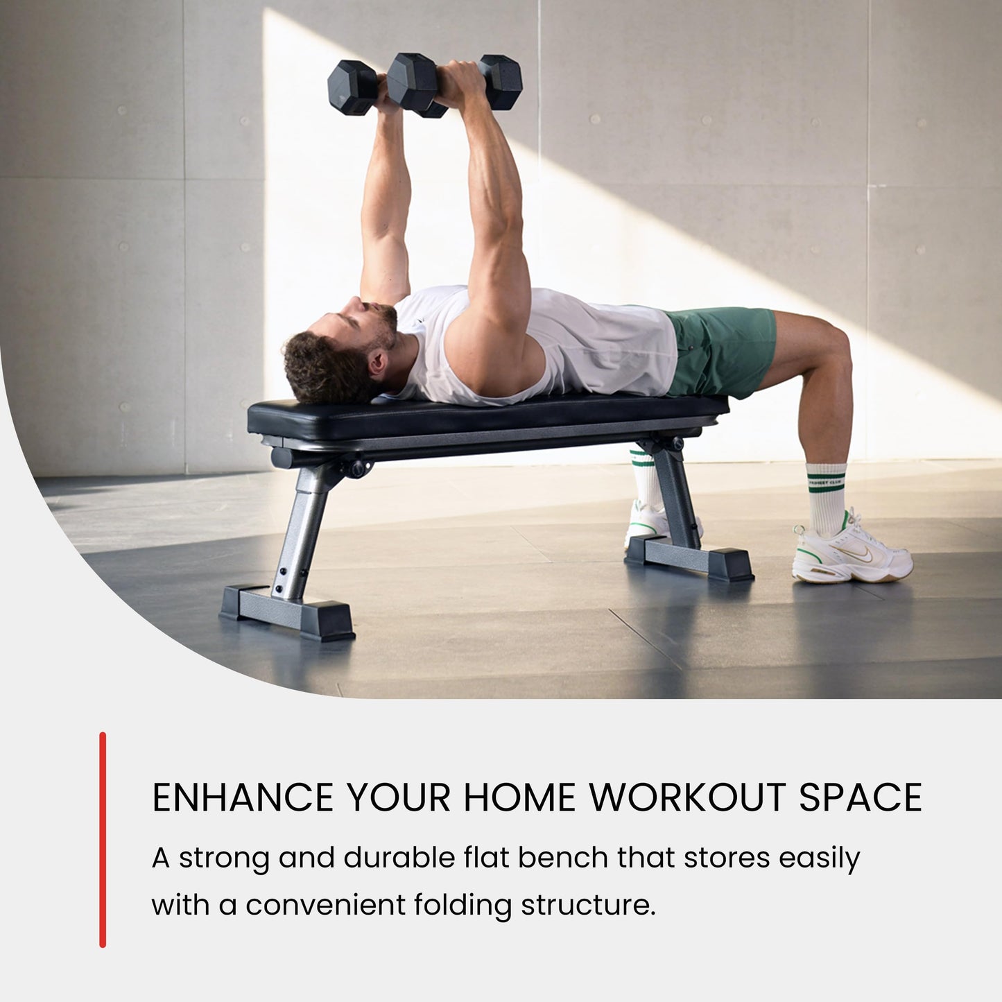 Finer Form Gym Quality Foldable Flat Bench for Multi-Purpose Weight Training and Ab Exercises
