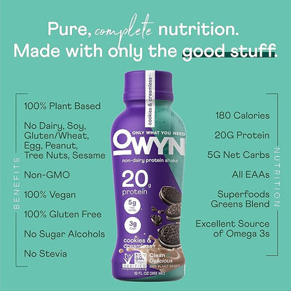 OWYN Only What You Need Plant Based Protein Shake, 20g Vegan Protein from Organic Pumpkin seed