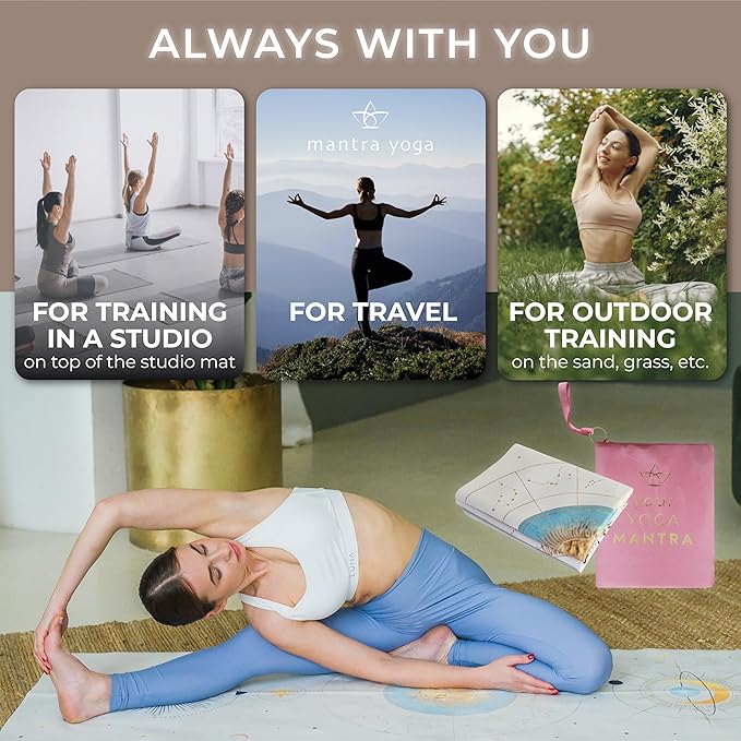 Mantra Yoga Travel PRO 1.5mm - Foldable Fitness & Exercise Mat with Bag | Lightweight, Compact &