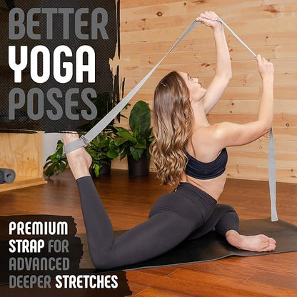 Gradient Fitness Yoga Strap, Friction-Less Easy-Feed Buckle, Super Soft Cotton/Polyester Blend