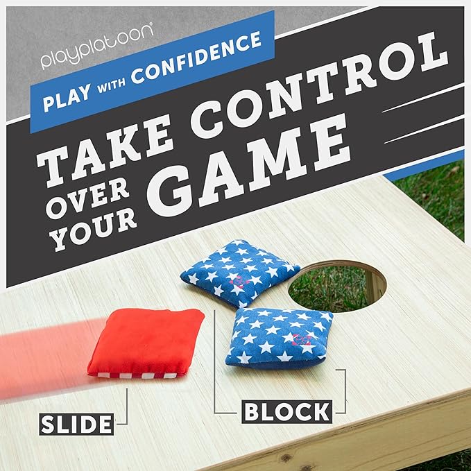 Professional Cornhole Bags - Set of 8 Regulation All Weather Double Sided - Sticky Side/Slick Side