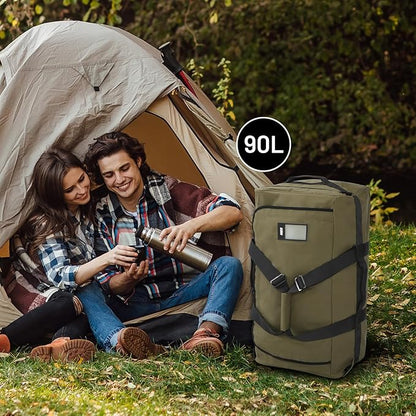 MIER Water Resistant Backpack Duffle Heavy Duty Convertible Duffle Bag with Backpack Straps for
