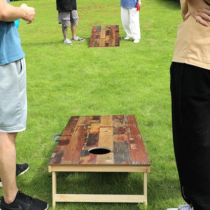 Solid Wood Premium Cornhole Game Set, Bean Bag Toss Game for Tailgate, Outdoor, Backyard