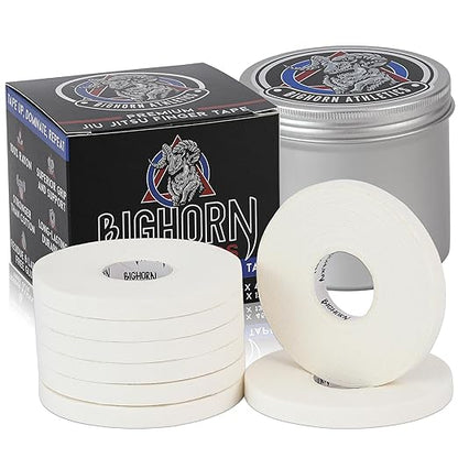 Bighorn Athletics Pro Series Jiu-Jitsu Finger Tape, 8-Rolls with Tin Holder, Enhanced Strength
