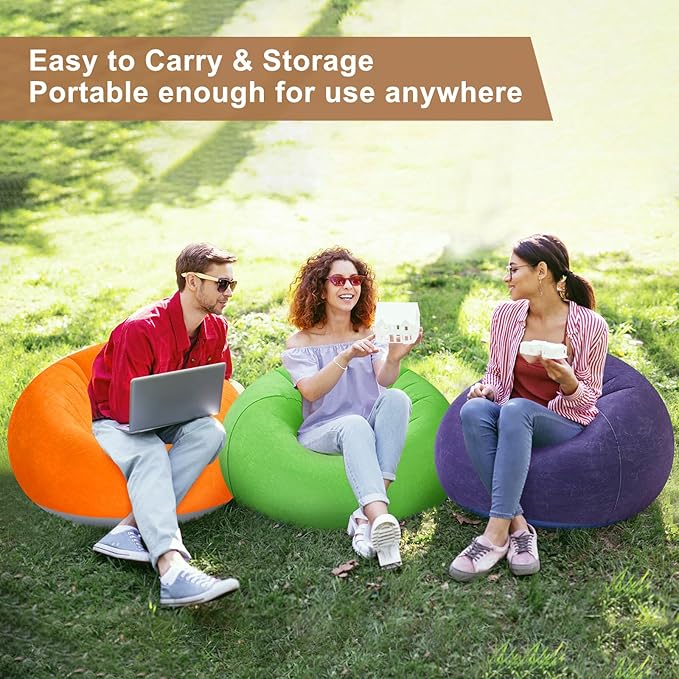 Realspring 6 Pcs Bean Bag Chairs for Adults Inflatable Chairs with Electric Air Pump,Blow up Couch