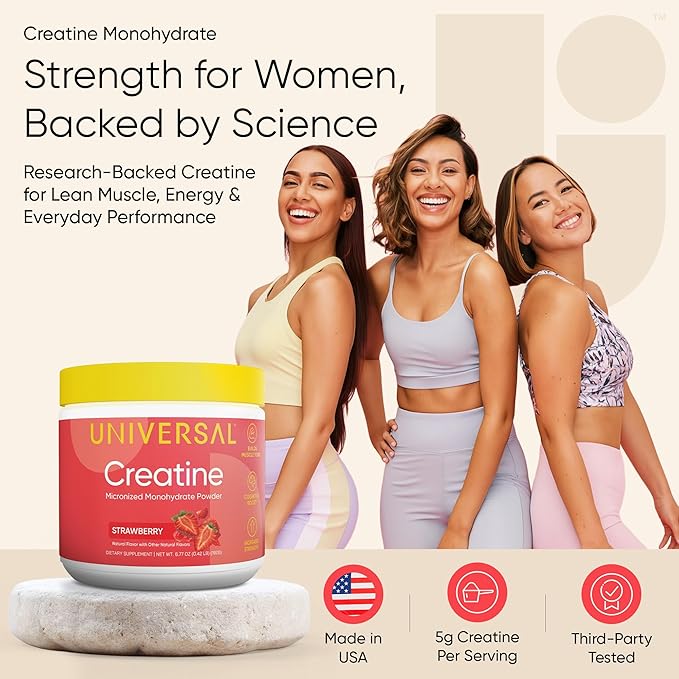 Universal U Creatine Monohydrate for Women - Flavored Creatine Powder, Female Strength, Energy