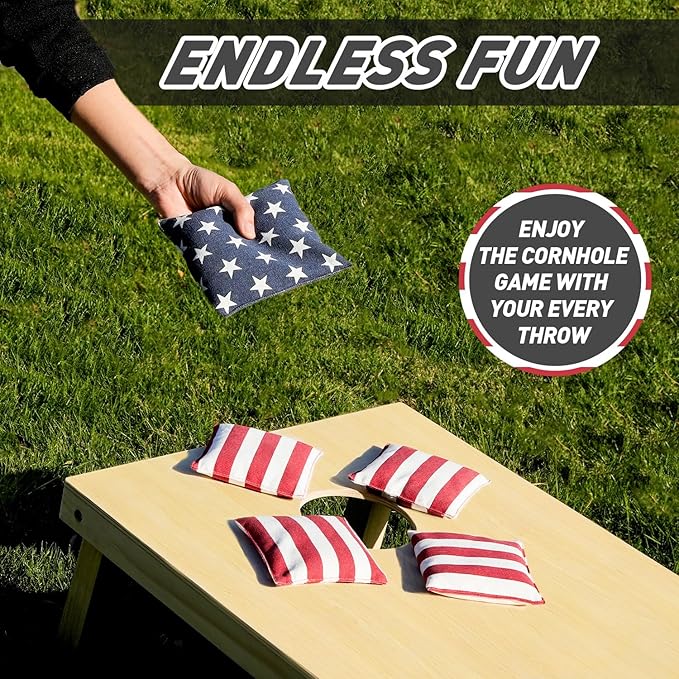 Cornhole Bags Set of 8 Regulation Corn Hole Bean Bags for Cornhole Game, Professional Weather