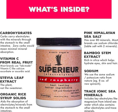 Superieur Electrolyte Powder Packets - Vegan Electrolyte Hydration Powder w/Sea Minerals - Keto