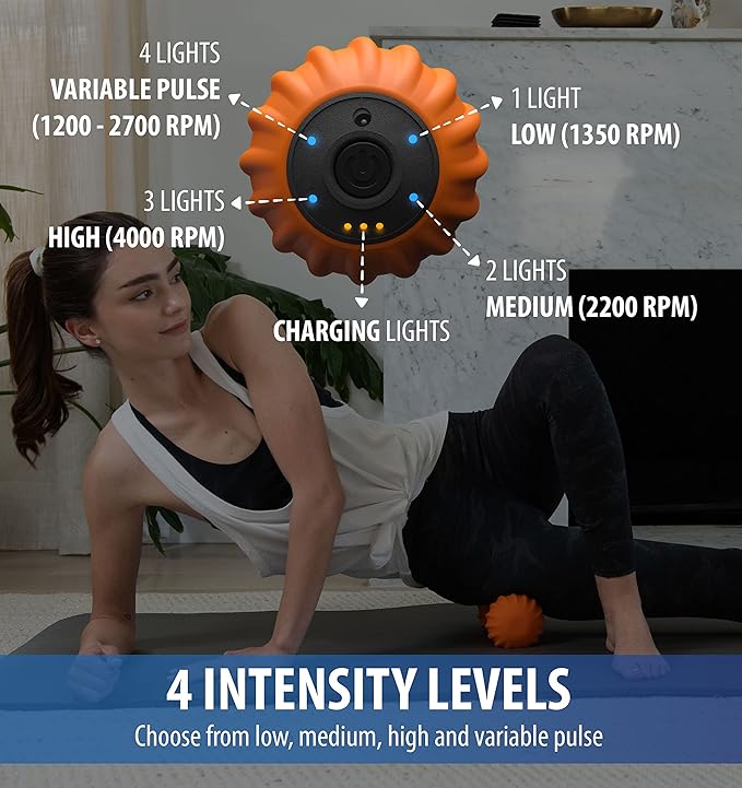 Zyllion Vibrating Peanut Massage Ball with 4 Modes - Cordless Rechargeable Electric Deep Tissue