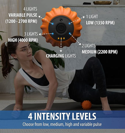Zyllion Vibrating Peanut Massage Ball with 4 Modes - Cordless Rechargeable Electric Deep Tissue