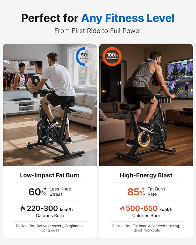 MERACH Exercise Bike, Brake Pad Stationary Bike with Exclusive App, Low Noise Indoor Cycling Bike