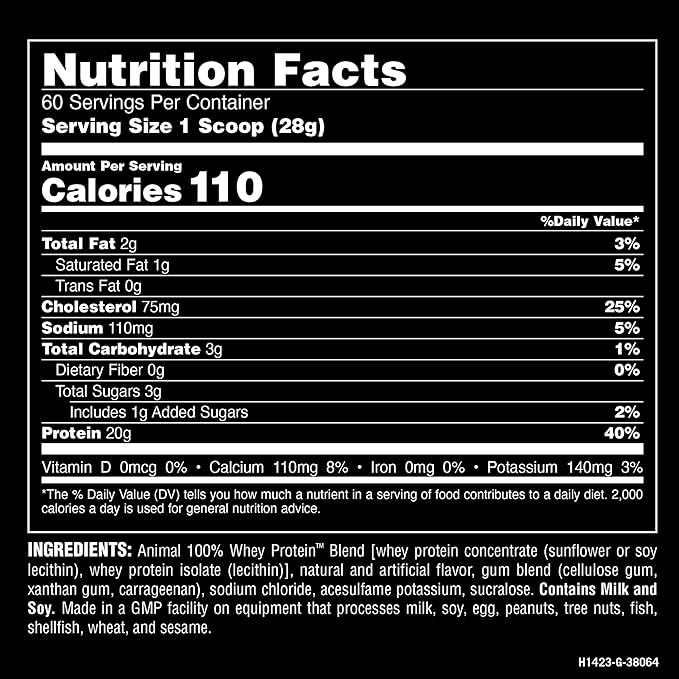 Animal 100% Whey Protein Powder ??Whey Blend for Pre Workout or Post Workout, Recovery, or an