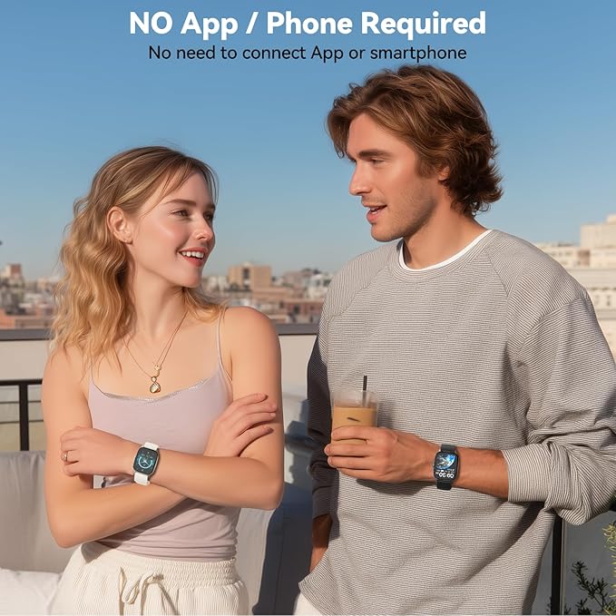 EURANS Smart Watch No App/Phone Required, 1.85" Ultra HD Display, Waterproof Fitness Tracker, 24/7