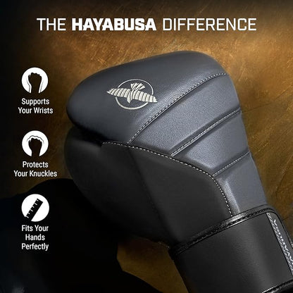 Hayabusa T3 Boxing Gloves for Men and Women Wrist and Knuckle Protection, Dual-X Hook and Loop