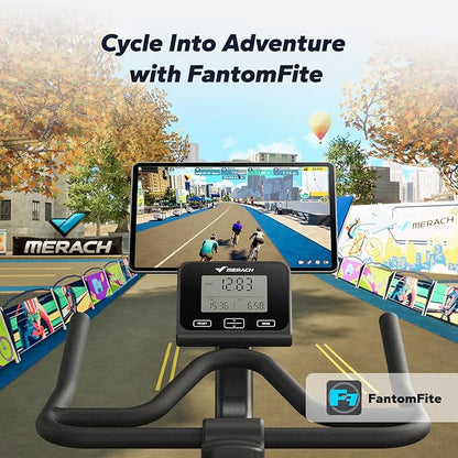MERACH Magnetic Exercise Bike, Indoor Cycling Bike with Self-Developed App, 350 lbs Weight Capacity