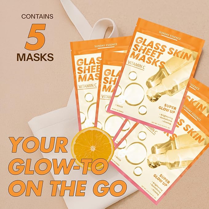 Vitamin C Face Mask ??Dermatologist Tested, Anti-Aging, Korean Skin Care, Evens Tone Hydrates