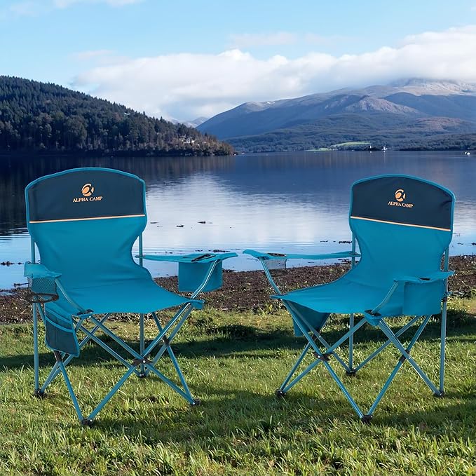 HIGH POINT SPORTS 2 Pack Portable Camping Chair for Adults, Folding Outdoor Camp Chair Lightweight