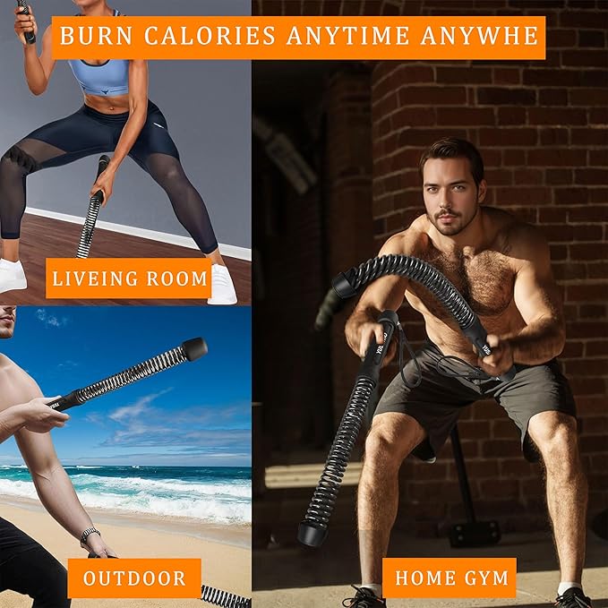Ropeless Battle Ropes for Home Gym-Cordless Training Rope Fitness Equipment for Men &