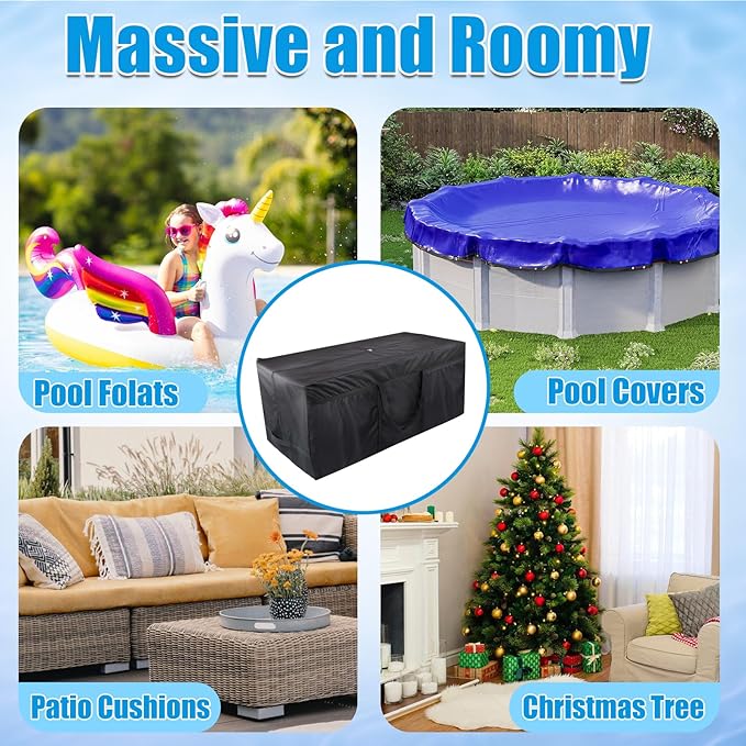 140 Gallon Extra Large Storage Bag for Aboveground Pools - Heavy-duty Pool Cover Storage with 4