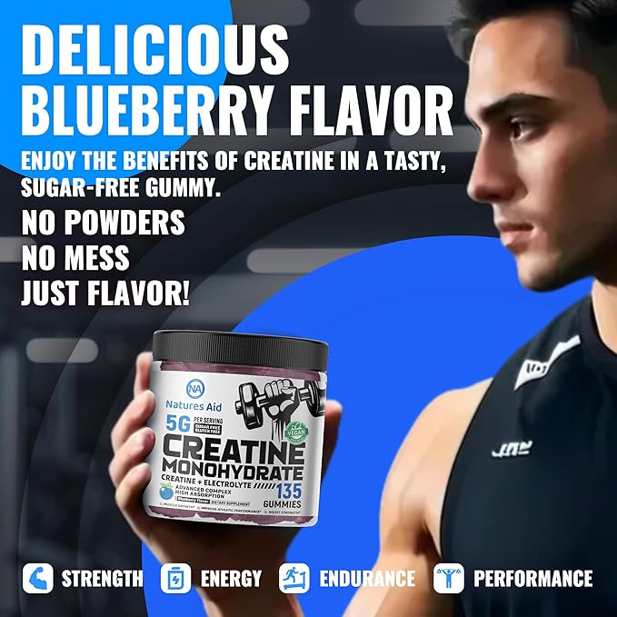 Creatine Monohydrate Gummies (5g) – Pre-Workout Energy & Muscle Growth Support for Men & Women |