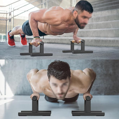 1 Pair Wooden Parallettes Push Up Bars for Men, Strength Training Pushup Stands Handles for Home