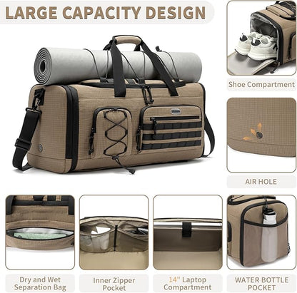 Bosstin Gym Bag for Men & Women,45L Travel Duffle Sports Duffel Bag Gym Weekender Overnight