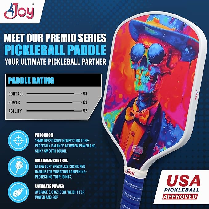 4Joy Pickleball Paddle Premio Series - Thermoformed Premium T700 Carbon Fiber Pickleball Paddless