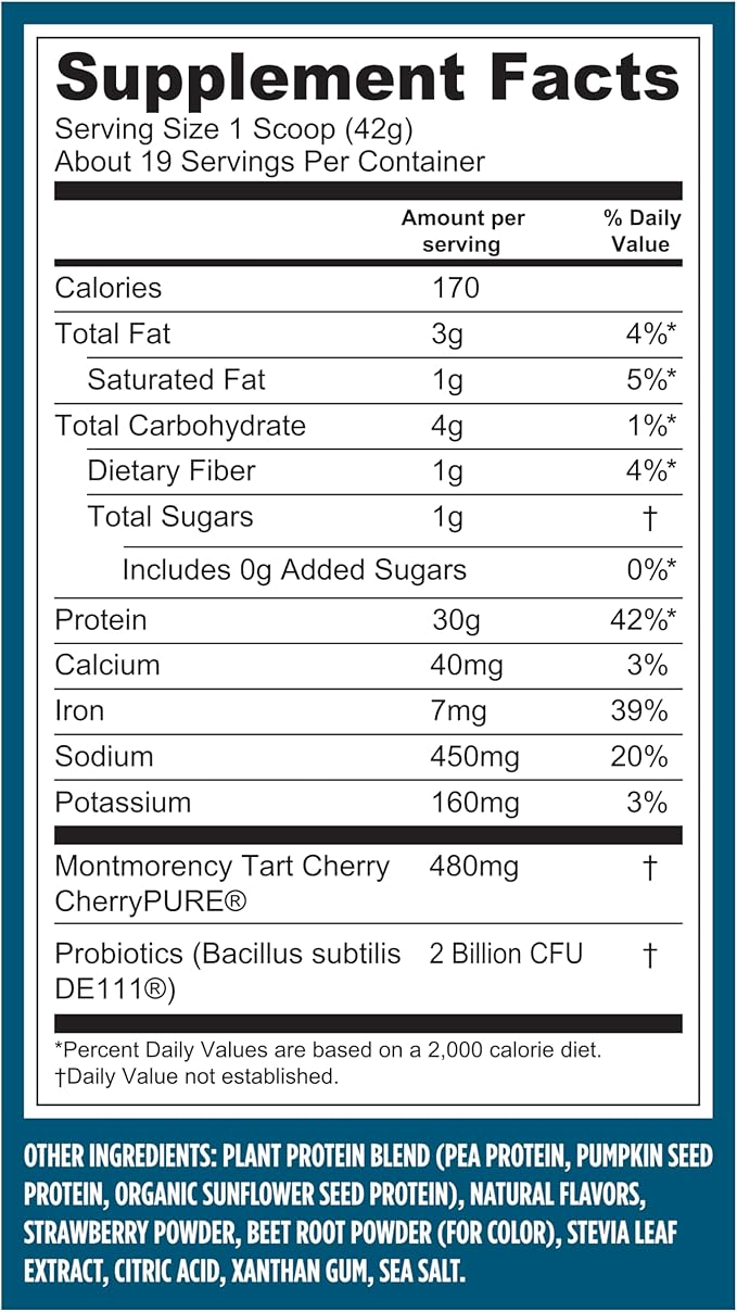 Vega Sport Vegan Protein Powder + Recovery - 30g Plant Based Protein per Serving, Berry, 19