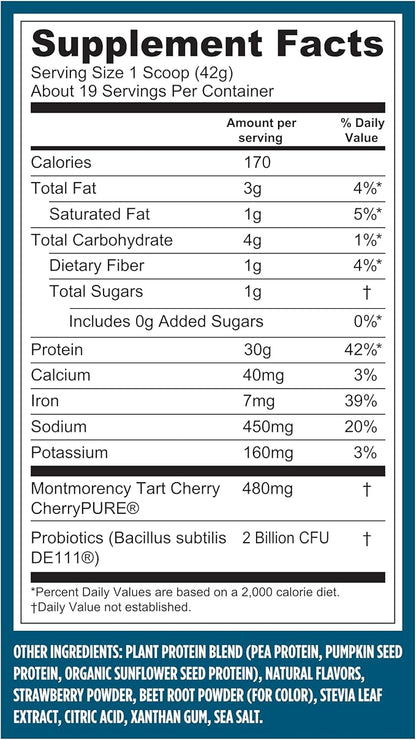 Vega Sport Vegan Protein Powder + Recovery - 30g Plant Based Protein per Serving, Berry, 19