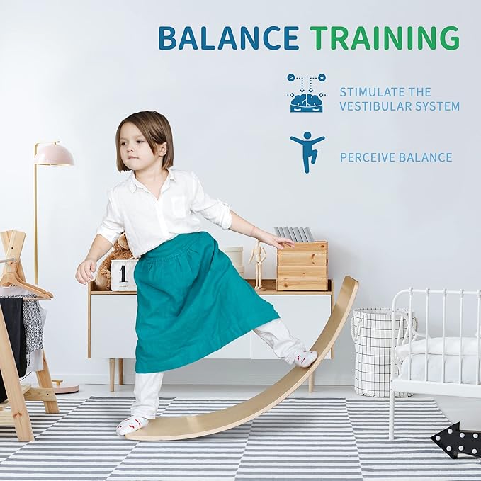 OUTREE Balance Board Kids, Wooden Wobble Balance Board for Toddler with Smooth Edges, Yoga Wooden