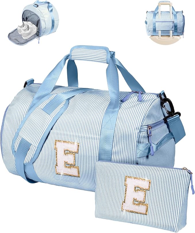 Daughter Gift from Mom, Girl Gym Bag, Kids Initial Overnight Duffel Bags with Shoe Compartment