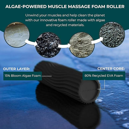 Oceanfoam Ripple Travel Foam Roller (11" x 3.35") Firm Mini Foam Roller for Physical Therapy, Deep