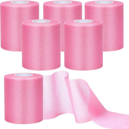 Pre wrap Pink,Prewrap Athletic Tape,6 Roll Pre wrap Headbands for Hair Soccer,Foam Underwrap Sports