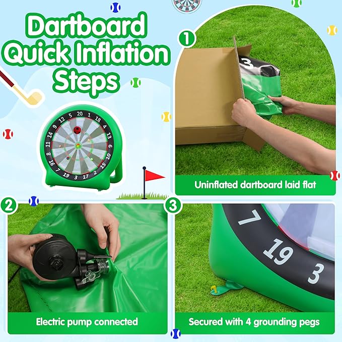 6FT Inflatable Dartboard, Giant Kick Darts Soccer Darts Golf & Throw Dart with Air Pump, Giant